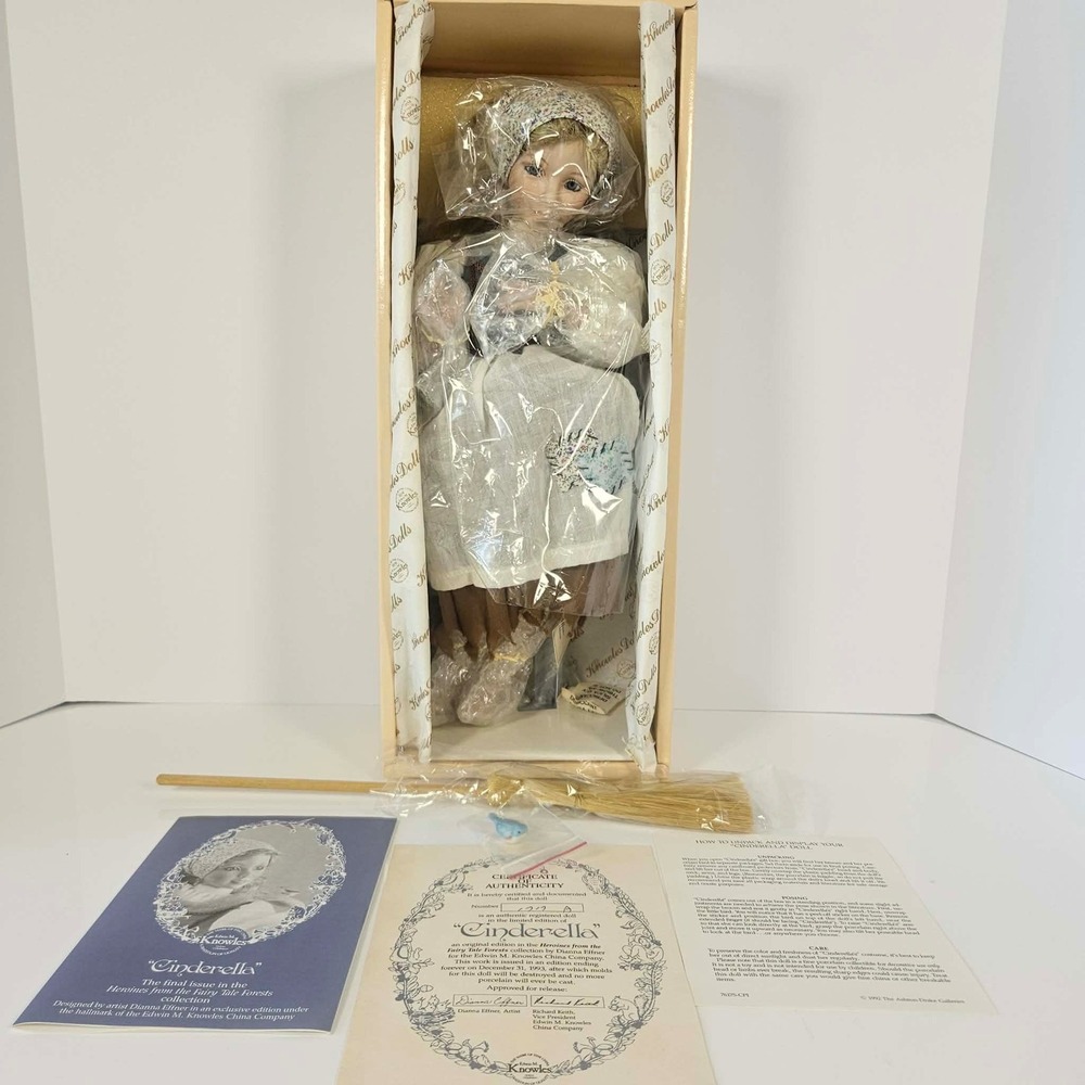 Edwin M Knowles Cinderella Porcelain Doll Dianna Effner Fairy Tale Forest NIB